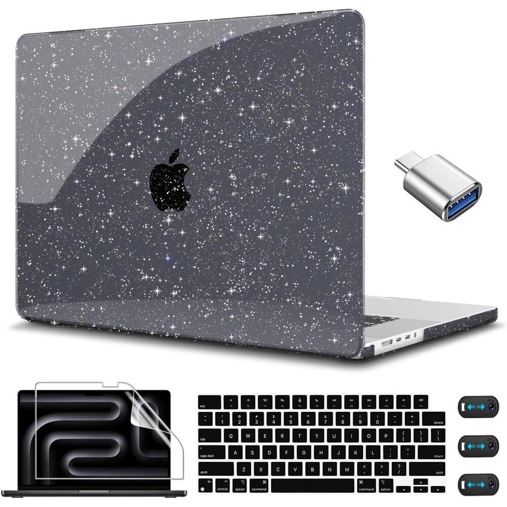 Sparkly Glitter Star Case for MacBook Pro 14 Inch 2024 Model M4 A3112 A3185 A...